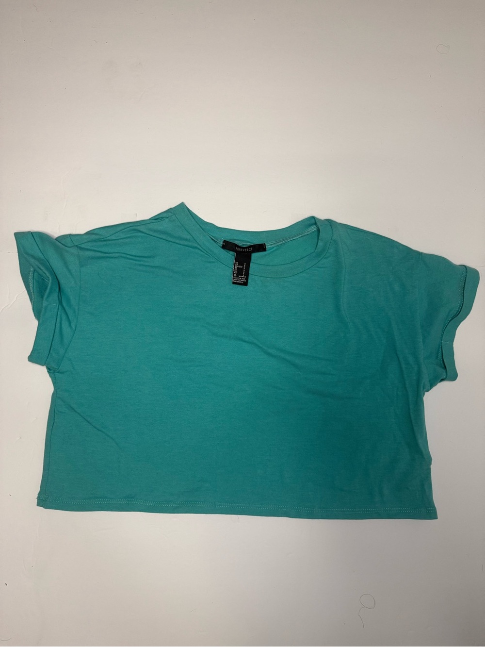 Forever 21 Turquoise Cropped Tee